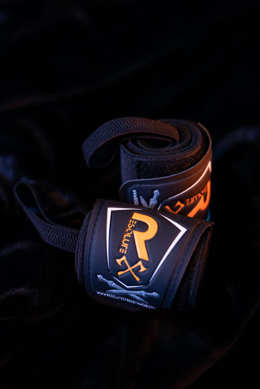 GEN 2: 23" Wrist Wraps - Black/Orange - Resolute Strength Wear