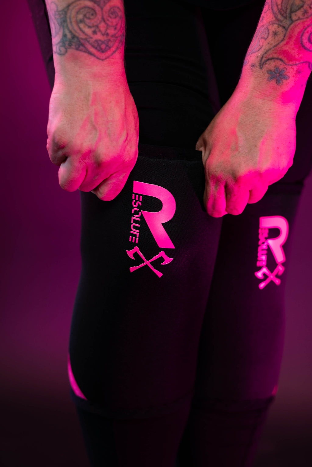 GEN 2: Neoprene Sleeves - Black/Pink - Resolute Strength Wear