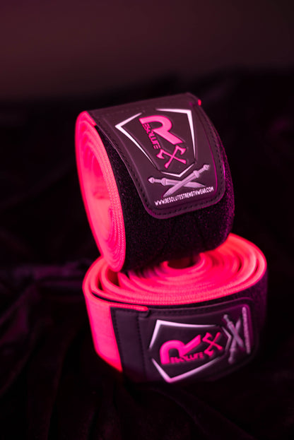GEN 2: 2.5m Knee Wraps *Assisted* - Black/Pink - Resolute Strength Wear