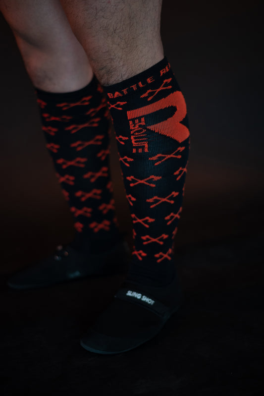 Battle Ready Knee High Socks - Orange - Resolute Strength Wear