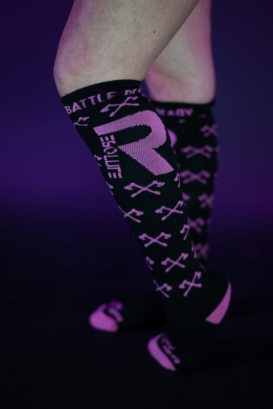 Battle Ready Knee High Socks - Pink - Resolute Strength Wear