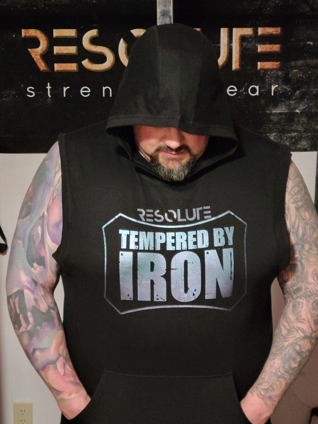 Tempered by Iron Hooded muscle tank - Resolute Strength Wear