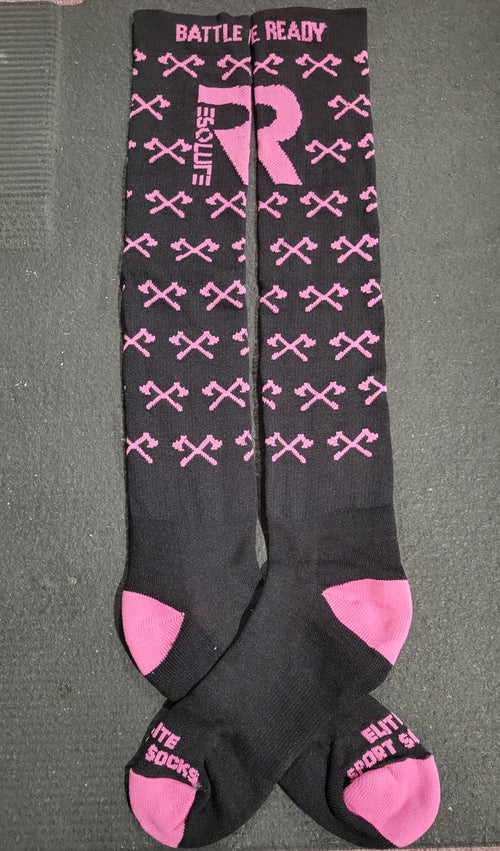 Battle Ready Knee High Socks - Pink - Resolute Strength Wear