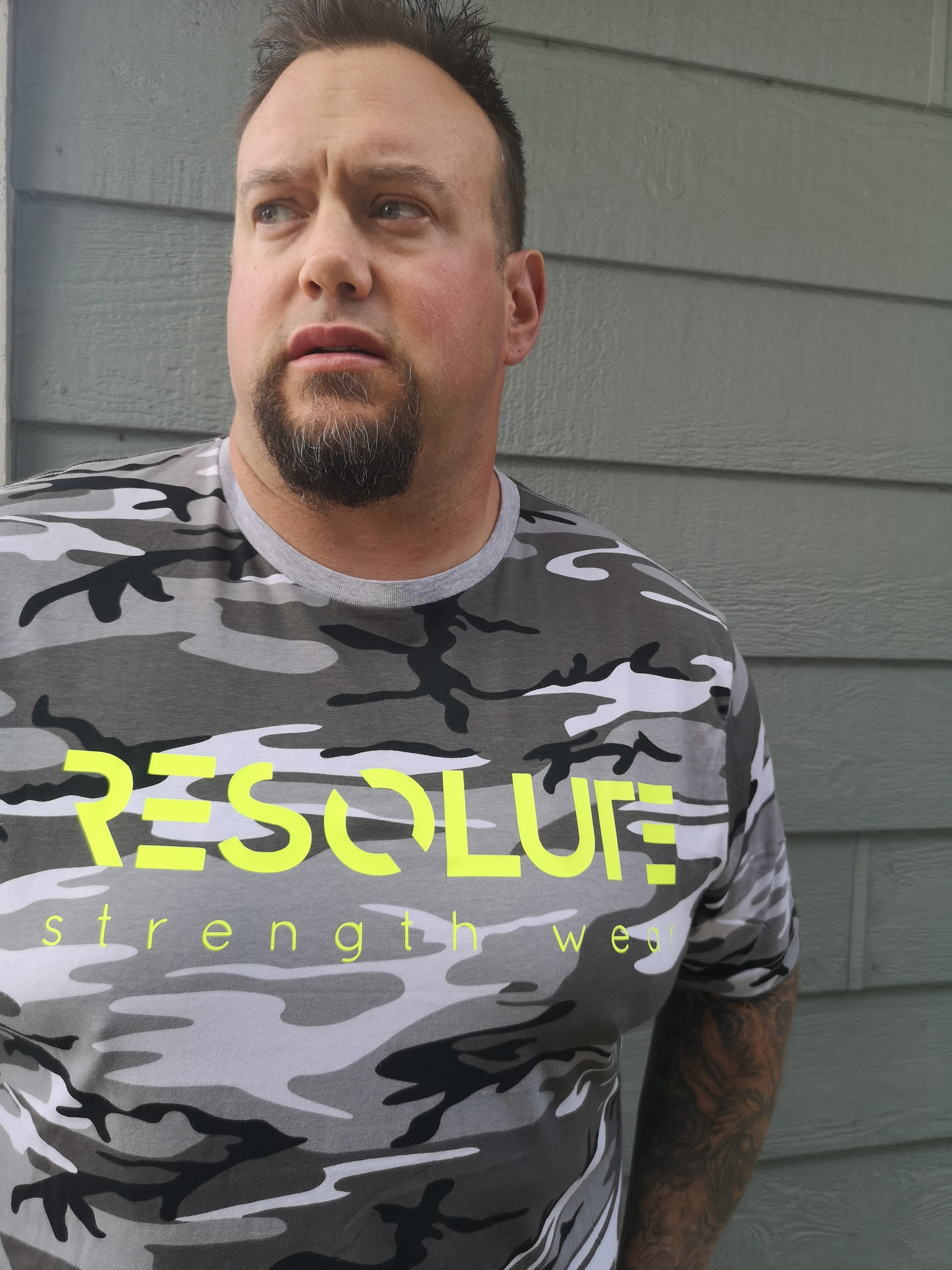 Resolute Tshirt - Black & White Camo - Resolute Strength Wear