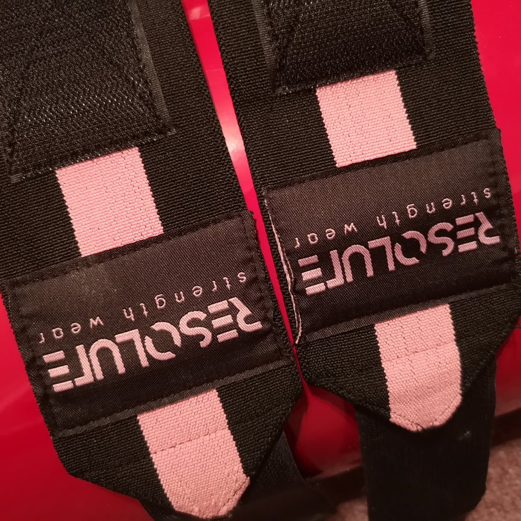 18" Wrist Wraps Black/Pink - Resolute Strength Wear