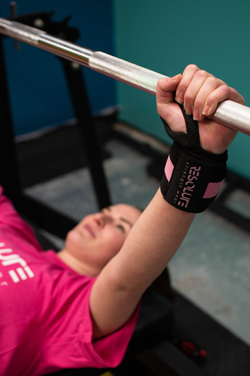 18" Wrist Wraps Black/Pink - Resolute Strength Wear