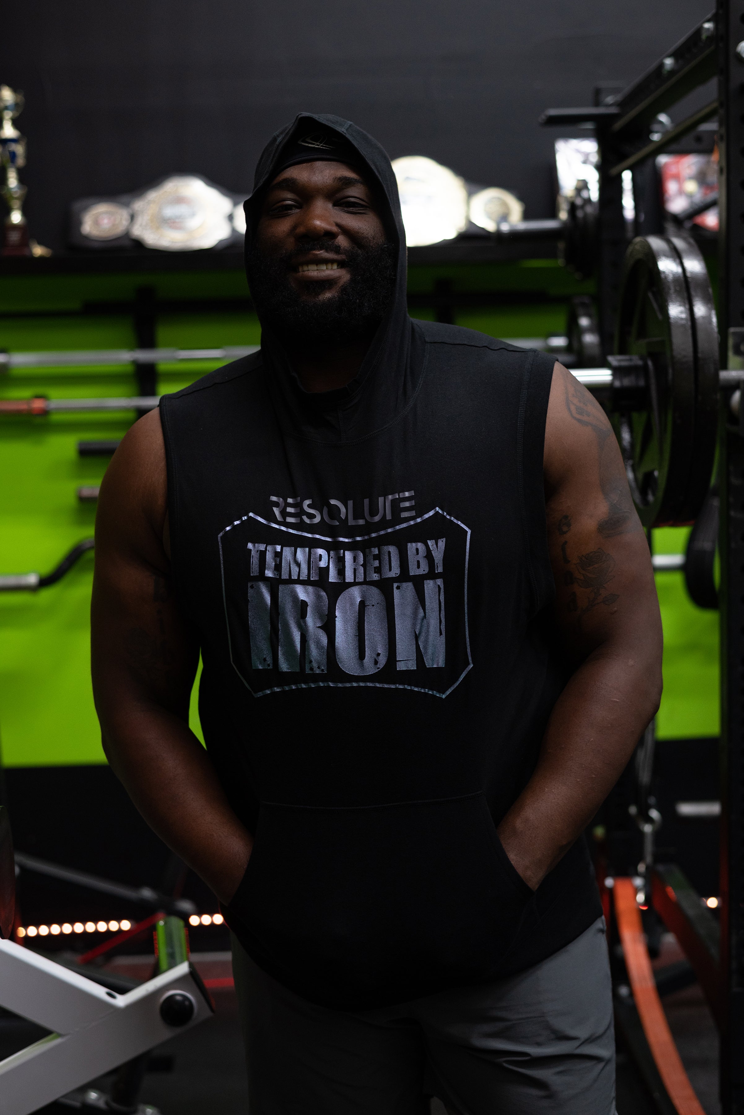 Tempered by Iron Hooded muscle tank - Resolute Strength Wear
