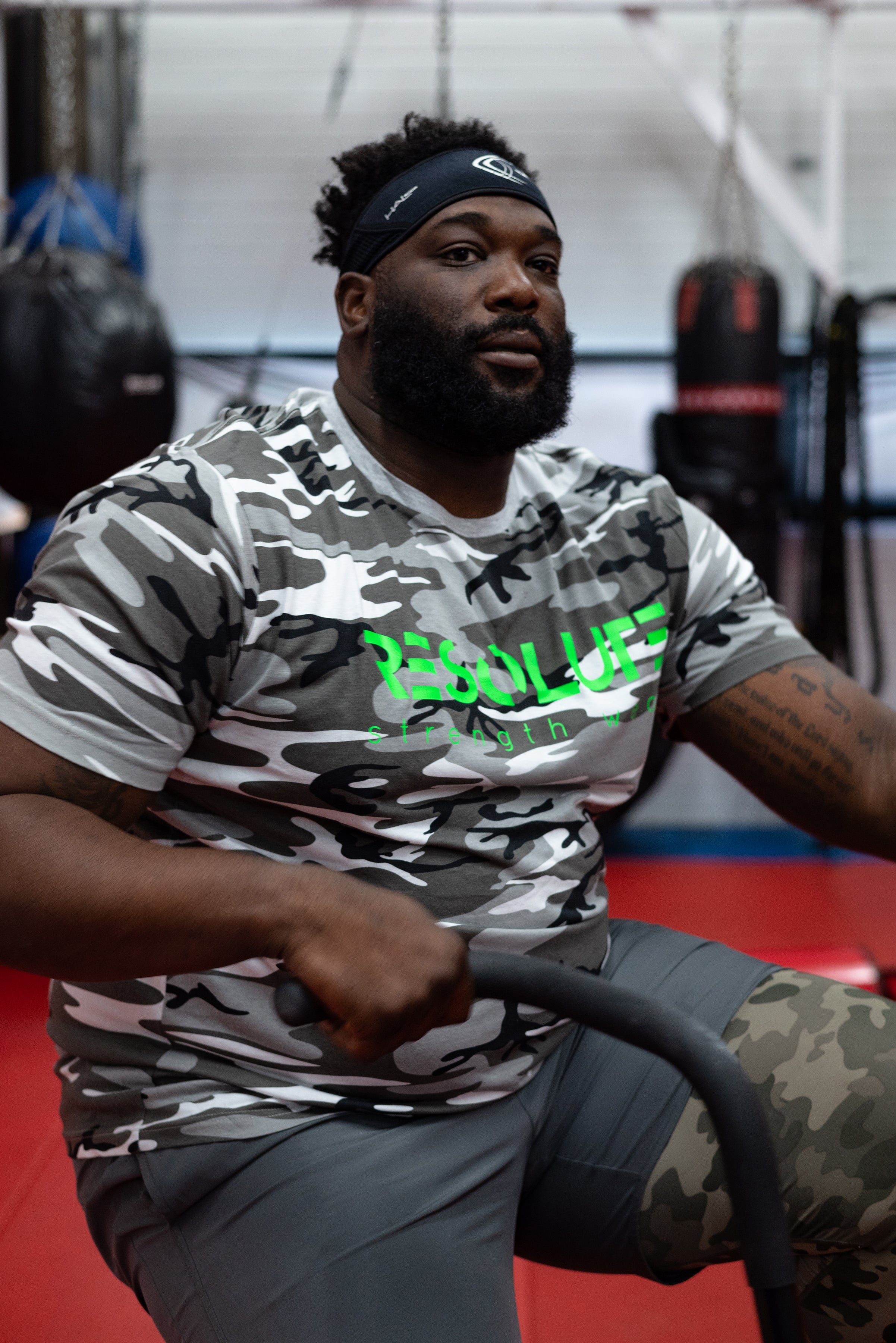 The Classic - B+W Camo with Green - Resolute Strength Wear