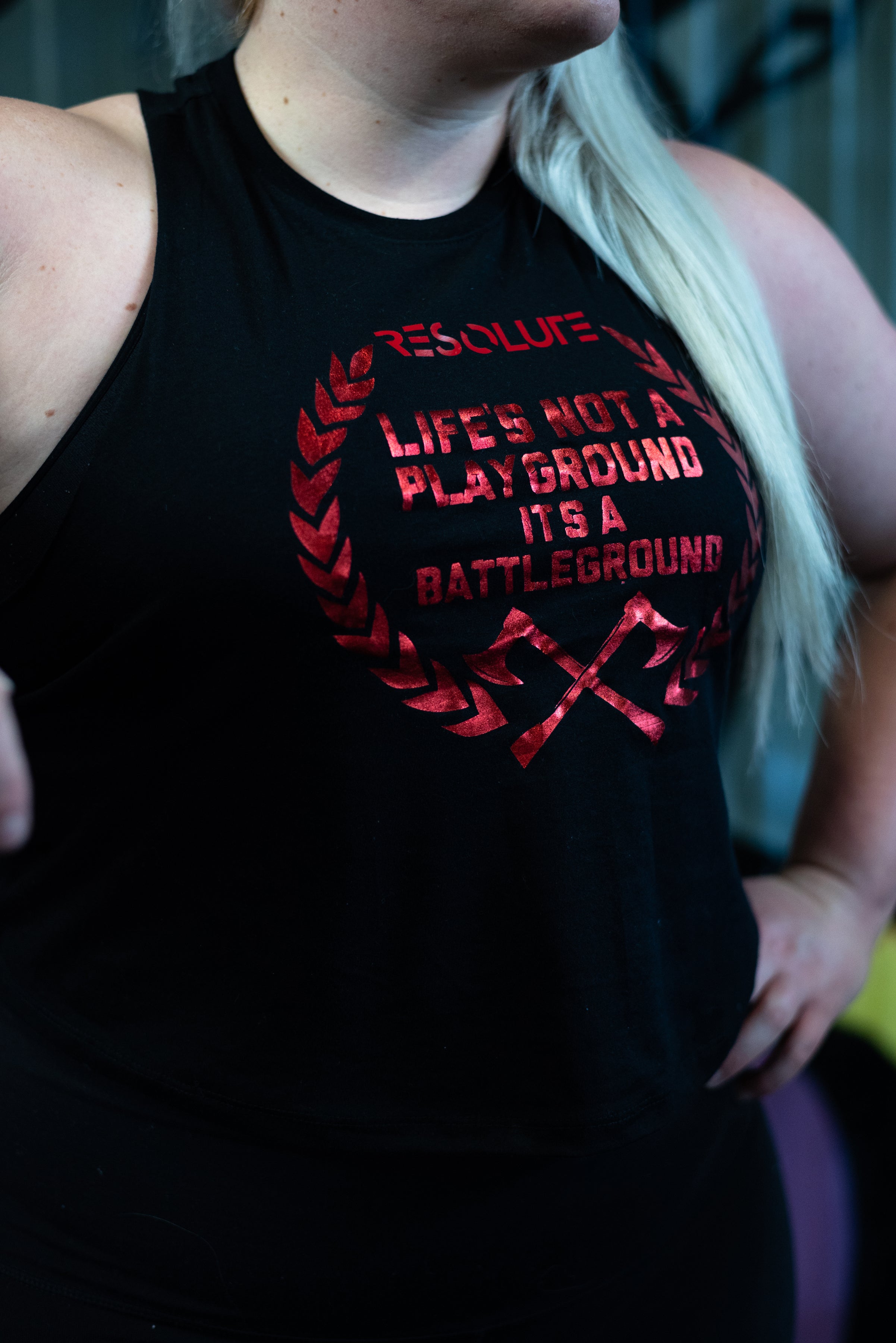 Battleground Cropped Racerback Tank - Resolute Strength Wear