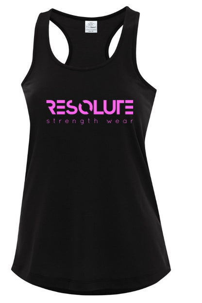 Resolute Curvy Racerback Tank - Black/Pink - Resolute Strength Wear